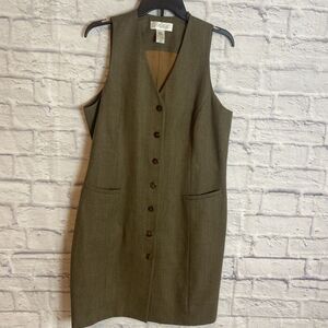 Lord & Taylor Women’s 100% Wool Button Front Sleeveless Vest CareerDress Size 10